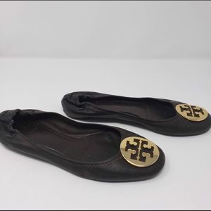 Tory Burch brown leather reva flats